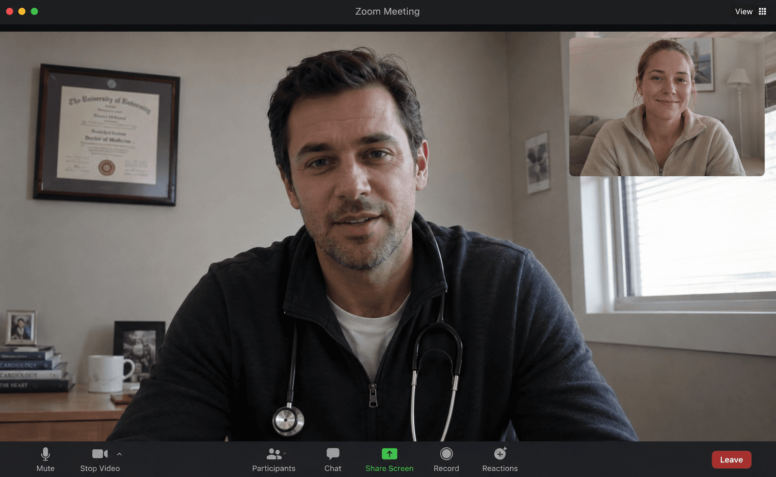 Telehealth video visit with a board-certified physician